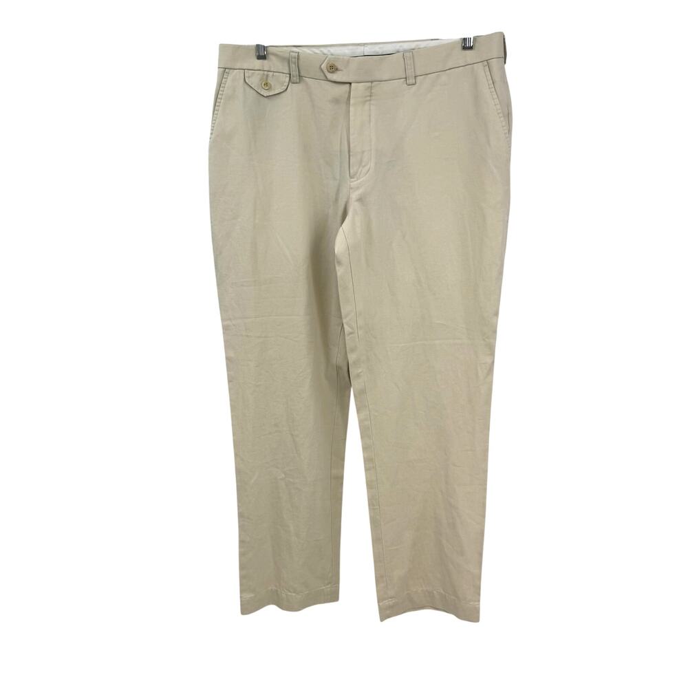 Polo Ralph Lauren Linen Cotton Trousers Pants 36 32 Tan Old Money Luxury Preppy